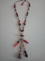 Aziatische boeddhistische ketting in metaal/koraalpoeder jar, Handtassen en Accessoires, Kettingen, Geel, Ophalen of Verzenden