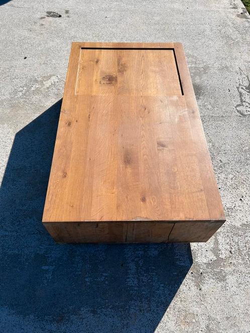 Salontafel van massief eikenhout — model ETHNICRAFT, Huis en Inrichting, Tafels | Salontafels, Gebruikt, Minder dan 50 cm, 50 tot 100 cm