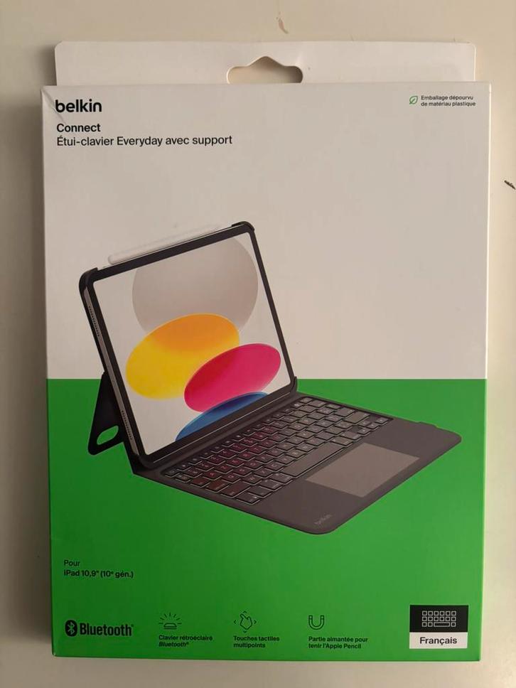 Belkin étui-clavier Azerty avec support iPad 11 et 10,9, Computers en Software, Tablet-hoezen, Zo goed als nieuw, Bescherming voor- en achterkant