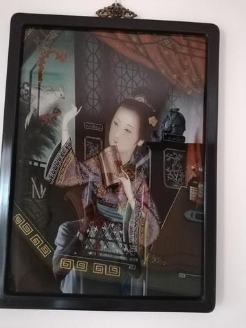 Chinese vrouw met kaketoe glasschildering, Ophalen