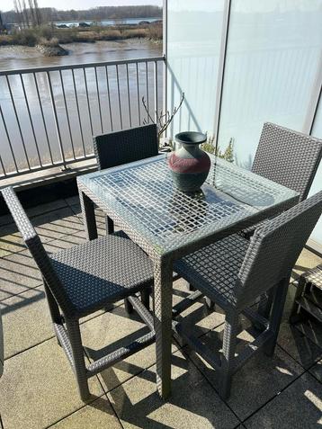 Rieten hoge tafel met, Rotin, Salons de jardin, Utilisé, Enlèvement