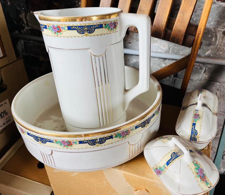 4-delige art-decoset/1920 St. Amand-waskom, Antiek en Kunst, Antiek | Keramiek en Aardewerk, Ophalen of Verzenden