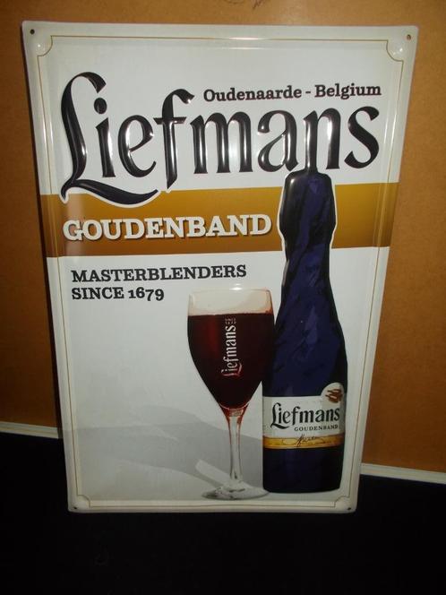 Liefmans - GOUDENBAND - stevig blikken reclame in relief., Verzamelen, Biermerken, Nieuw, Reclamebord, Plaat of Schild, Duvel