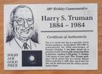 USA 1984 - 100th Anniversary Harry Truman - 14Kt Gold Piece, Goud, Verzenden
