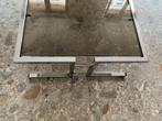 Stevige vintage salontafel gefumeerd glas / chroom poten, Ophalen, Gebruikt, 100 tot 150 cm, Vintage