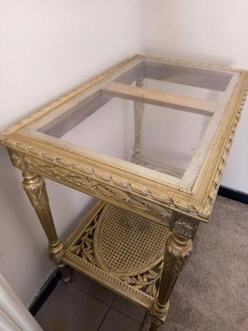 Table d'appoint style baroque avec plexiglas., Enlèvement, Bois