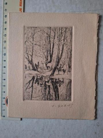 Ets Jaak Gorus Ruiters en paarden in een bos beschikbaar voor biedingen