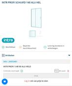 INTR Douche glas intro. Schuifdeur 2-deuren 1400x2000mm, Huis en Inrichting, Ophalen, Nieuw