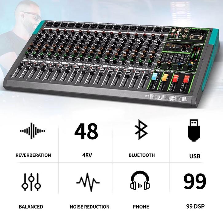 Nieuwe First Class Professionele Audio Mixer 16 Kanaals met, Audio, Tv en Foto, Karaoke-apparatuur, Nieuw, Mixer, Ophalen of Verzenden