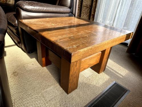 Eiken Salontafel Vierkant, Huis en Inrichting, Tafels | Salontafels, Gebruikt, Minder dan 50 cm, 50 tot 100 cm, 50 tot 100 cm