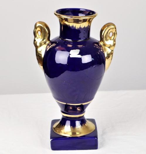 Vintage Blauwe Vaas Goud, Kitsch Faux Sèvres, Laeken België, Maison & Meubles, Accessoires pour la Maison | Vases, Utilisé, Bleu