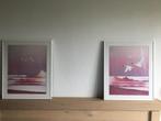 Cygnes en vol ( Paire de cadres ), Antiek en Kunst, Kunst | Overige Kunst, Ophalen of Verzenden