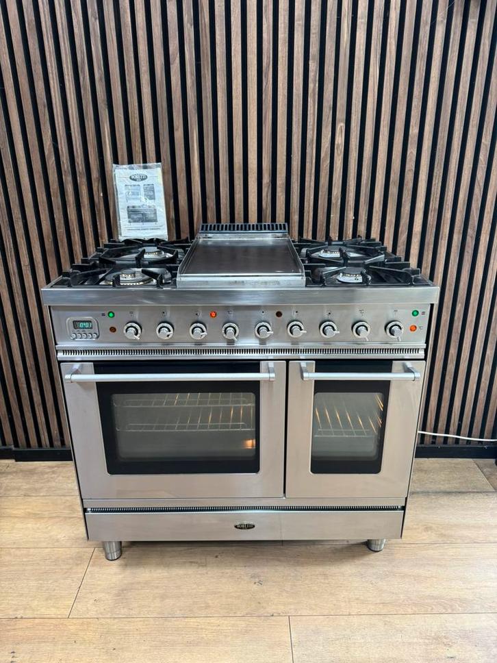 Luxe Rvs Boretti Fornuis 90 cm (Gratis bezorgen), Elektronische apparatuur, Fornuizen, Zo goed als nieuw, Vrijstaand, Gas, 5 kookzones of meer