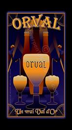 ORVAL Vrai Val d'OR reclame retro dubbel metaal 80cmx45cm, Verzenden, Zo goed als nieuw, Reclamebord
