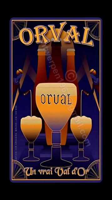 ORVAL Vrai Val d'OR reclame retro dubbel metaal 80cmx45cm, Verzenden, Zo goed als nieuw, Reclamebord