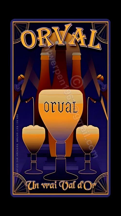 ORVAL Vrai Val d'OR reclame retro dubbel metaal 80cmx45cm, Verzamelen, Merken en Reclamevoorwerpen, Zo goed als nieuw, Reclamebord