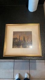 Schilderij boten met kader, Antiek en Kunst, Ophalen of Verzenden