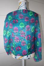 blauw/groene sjaal met roze doodskoppen -- dames, Vêtements | Femmes, Bonnets, Écharpes & Gants, Comme neuf, Enlèvement ou Envoi