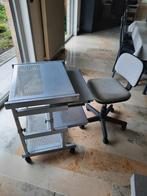 computertafel + bureaustoel, Gebruikt, Metaal, Ophalen