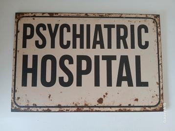 Wordt Psychiatrisch ziekenhuis houten bord 20 op 30 cm beschikbaar voor biedingen