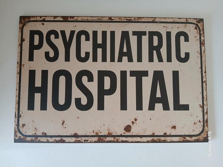 Wordt Psychiatrisch ziekenhuis houten bord 20 op 30 cm, Huis en Inrichting, Woonaccessoires | Tekstborden en Spreuken, Nieuw, Ophalen of Verzenden
