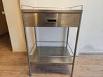 Metalen tafeltje/trolley met 1 lade en 2 wielen -  60x46x87, Huis en Inrichting, Ophalen, Gebruikt, Metaal of Aluminium, 55 tot 75 cm