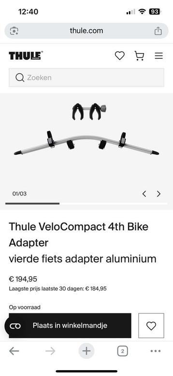 Thule velocompact 926 927 4de fiets adaptor nieuw in de doos beschikbaar voor biedingen