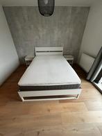 Ikea bed met matras, topper en 2 nacht kastjes, Huis en Inrichting, Ophalen, Gebruikt, Wit, 140 cm