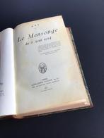 Le Mensonge du 3 août 1914 / Payot Paris 1917, Antiquités & Art, Enlèvement ou Envoi