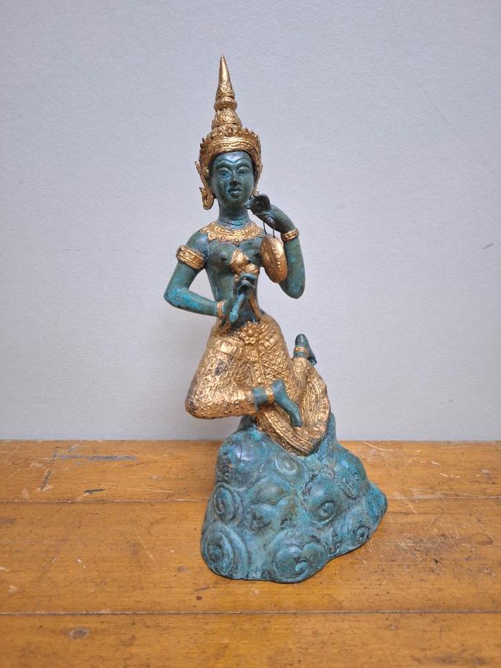 Bronzen beeld Thaise muzikante, Antiek en Kunst, Antiek | Brons en Koper, Brons, Ophalen