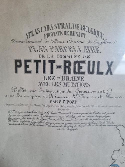 Kadastrale kaart van Petit-Roeulx-les-Braine, Verzamelen, Foto's en Prenten, Gebruikt, Prent, Overige onderwerpen, Voor 1940, Ophalen