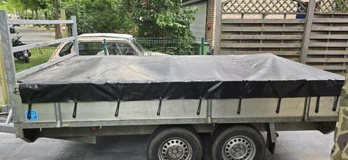 dubbelas plateau aanhangwagen geremd 2700kg, Auto diversen, Aanhangers en Bagagewagens, Gebruikt, Ophalen