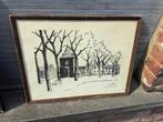 lithographie montignies sambre la place signe franz servais, Antiek en Kunst, Ophalen of Verzenden