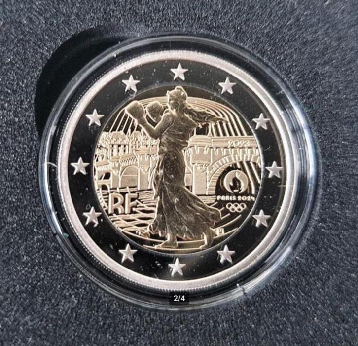 Frankrijk 2 euro 2023 proof Olympische Spelen 2024, Postzegels en Munten, Munten | Europa | Euromunten, Losse munt, 2 euro, Frankrijk