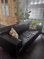 Moderne zwarte lederen zitbank, Ophalen, Gebruikt, Tweepersoons, Modern
