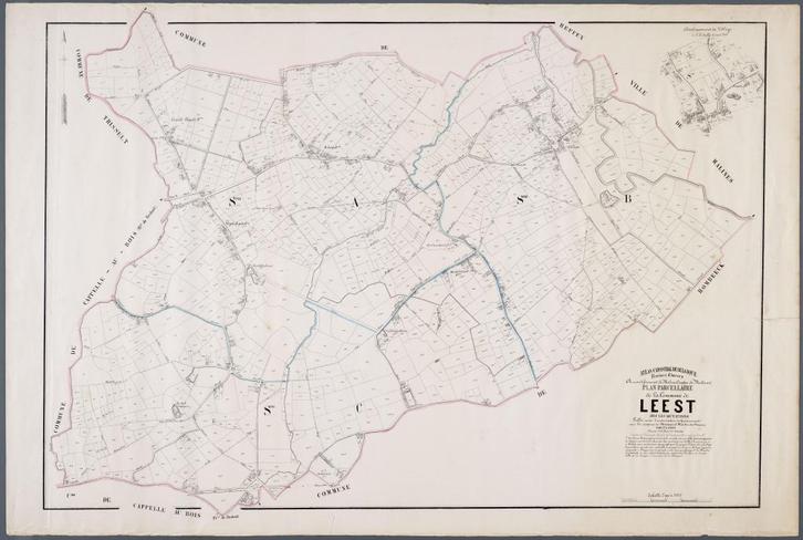 Bottelare Burst Deftinge Deinze-centrum kaart Popp, Antiek en Kunst, Kunst | Litho's en Zeefdrukken, Ophalen