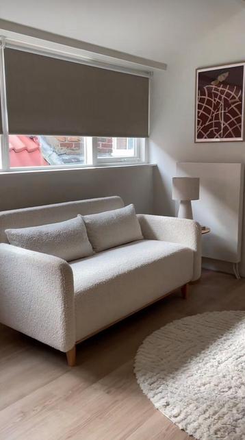Canapé-lit de style scandinave en peluche + 2 coussins, Enlèvement, Comme neuf, Deux personnes