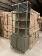 BUFFETKAST  groen metaal glas exclusief 95 cm breed actie, Huis en Inrichting, 200 cm of meer, Buffetkast groen metaal glas exclusief 95 cm breed actie