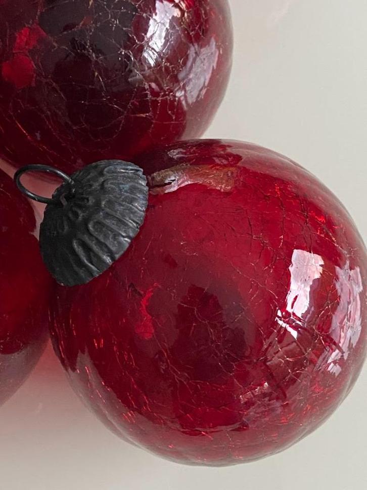 6 Zware 60 jaar oude massieve glazen retro HEKSENKERSTBALLEN, Diversen, Kerst, Zo goed als nieuw, Ophalen