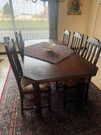 Massief houten tafel met 6 stoelen, Huis en Inrichting, Complete eetkamers, Ophalen, Gebruikt, 4 tot 6 stoelen