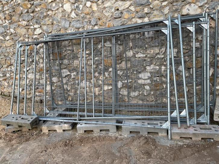 Werf hekken met voet en charnieren / koppelstuk, Tuin en Terras, Tuinhekken en Hekwerk, Zo goed als nieuw, IJzer, Ophalen