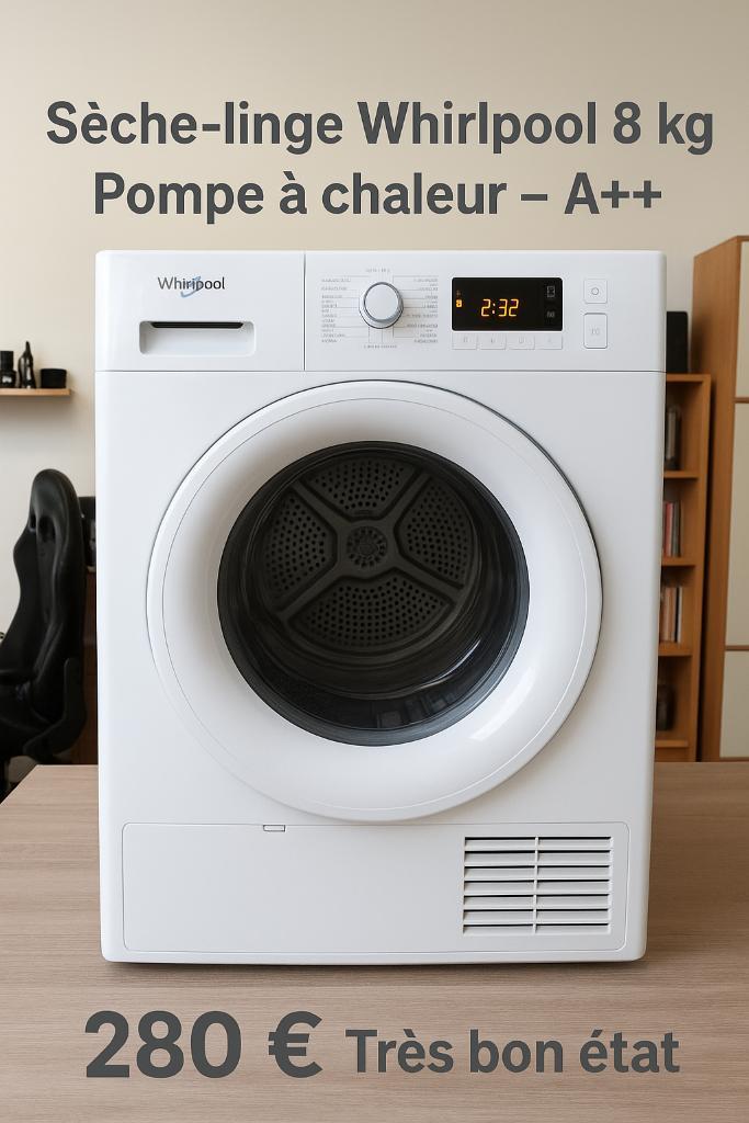 Whirlpool warmtepompdroger - 8 kg - zeer goede staat, Elektronische apparatuur, Droogkasten, Zo goed als nieuw, Overige typen
