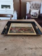 Metalen dienblad met 2 handgrepen afbeelding jachttafereel, Antiek en Kunst, Curiosa en Brocante, Ophalen of Verzenden