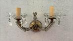 Oude dubbele wandlamp in glas of kristal, Antiek en Kunst, Ophalen