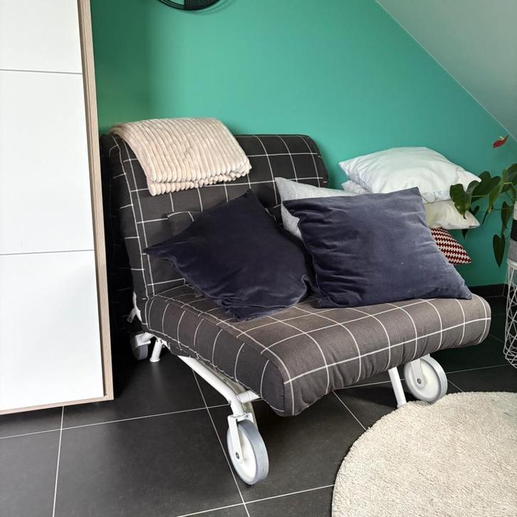 Zetelbed/ 1 persoonsbed te koop, Huis en Inrichting, Slaapkamer | Bedden, Gebruikt, Eenpersoons, 80 cm, 200 cm, Stof, Zwart, Ophalen