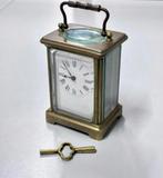 Antiek Antieke klok - Victorian Clock 1880 Brass Carriage, Ophalen of Verzenden