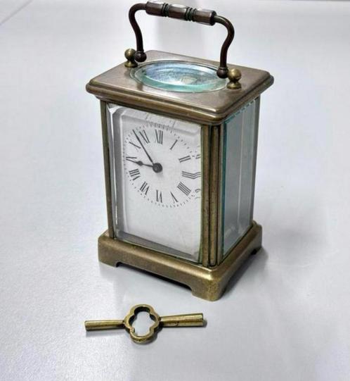Antiek Antieke klok - Victorian Clock 1880 Brass Carriage, Antiek en Kunst, Antiek | Klokken, Ophalen of Verzenden