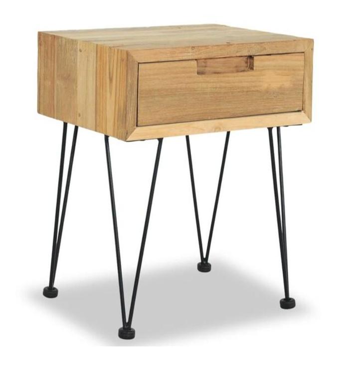 Nachtkastje VidaXL Masief Teak, Huis en Inrichting, Slaapkamer | Nachtkastjes, Zo goed als nieuw, Minder dan 55 cm, Minder dan 45 cm