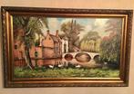 Mooi groot schilderij op doek “ het minnewater “ Brugge, Antiquités & Art, Art | Peinture | Classique, Enlèvement