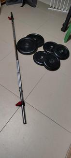 Barbell 200cm + 70 kg halterschijven rubber, Sport en Fitness, Fitnessmaterialen, Ophalen, Halterschijven